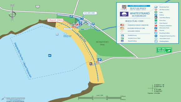 White Strand Miltown beach amenities map