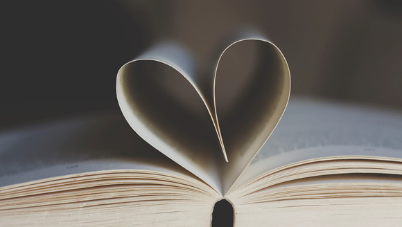 Heart ahaped pages in a book